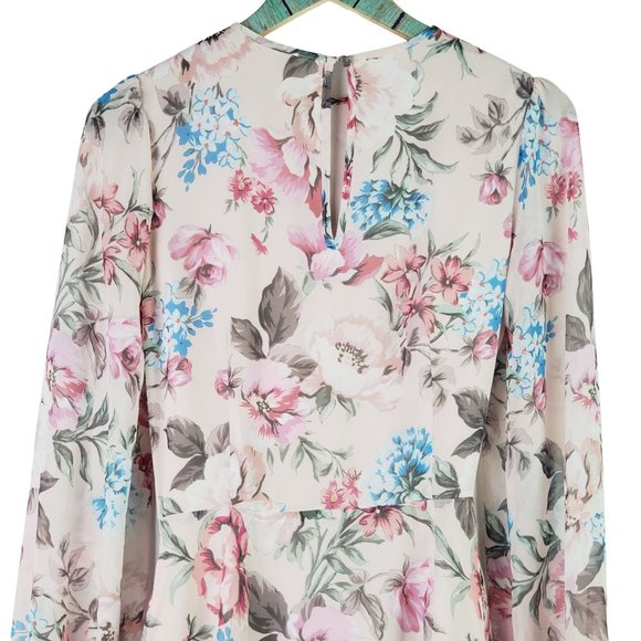 Yumi Kim Tie Me Over Dress, Pink Floral, Faux Wrap Skirt, Sz XS - Picture 6 of 13